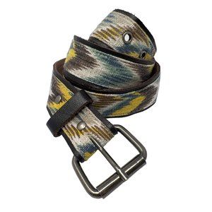 Elise M Boho Genuine Leather Belt Womens M/L Multicolor Buckle Hippie